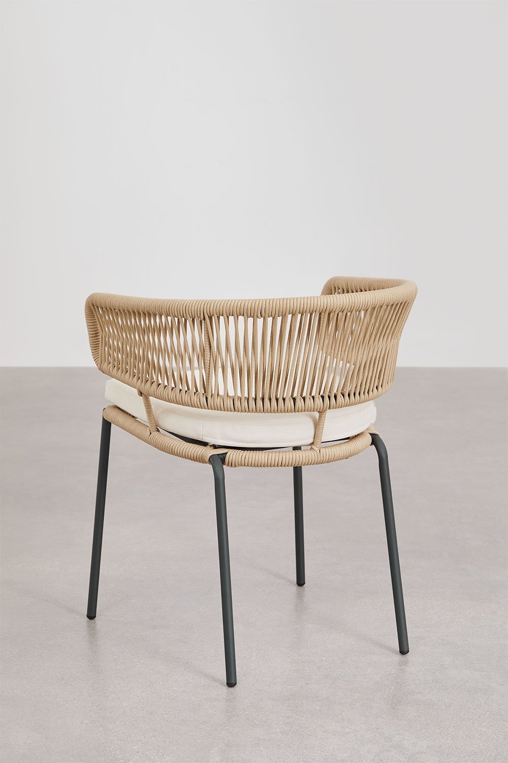 Set di 2 sedie da pranzo in ferro e corda intrecciata Calipso, immagine della galleria 3