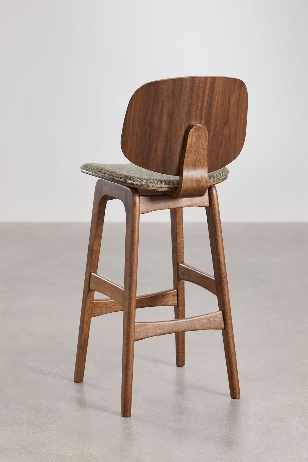 Sgabello alto in legno e rivestito Canada, immagine della galleria 3