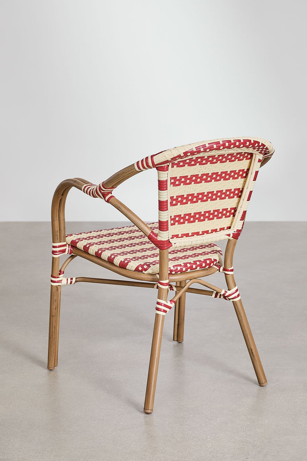 Sedia da giardino impilabile con braccioli in rattan sintetico e alluminio Solange Bistro, immagine della galleria 5