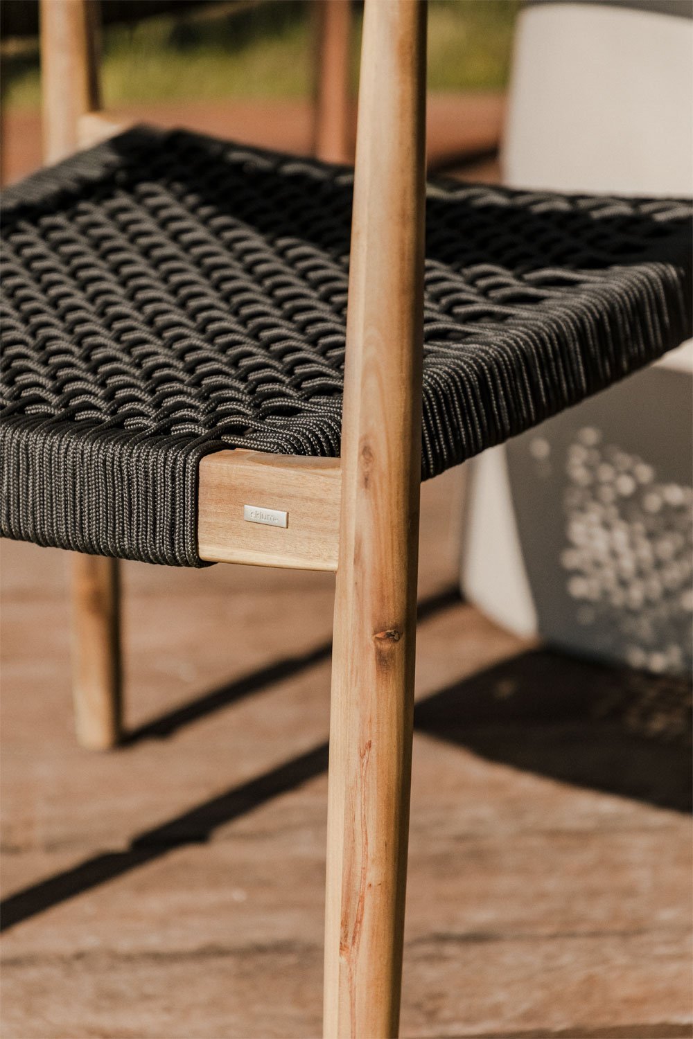 Confezione da 4 sedie da giardino in legno di acacia e corda intrecciata Mallory    , immagine della galleria 2