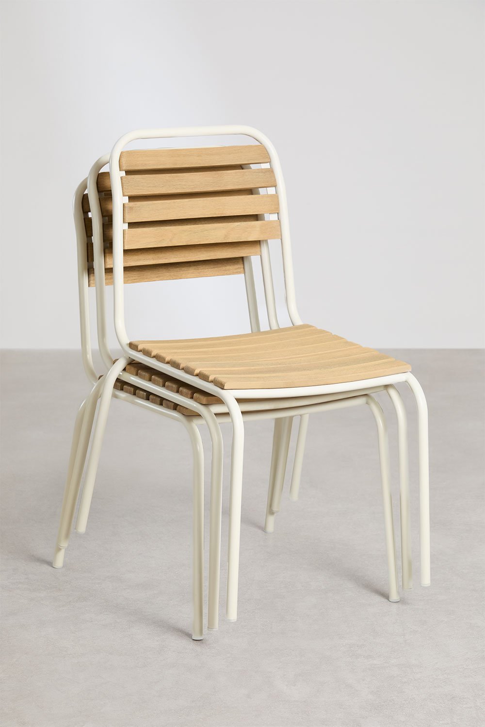 Sedia da giardino impilabile in acciaio e legno di acacia Artus, immagine della galleria 9