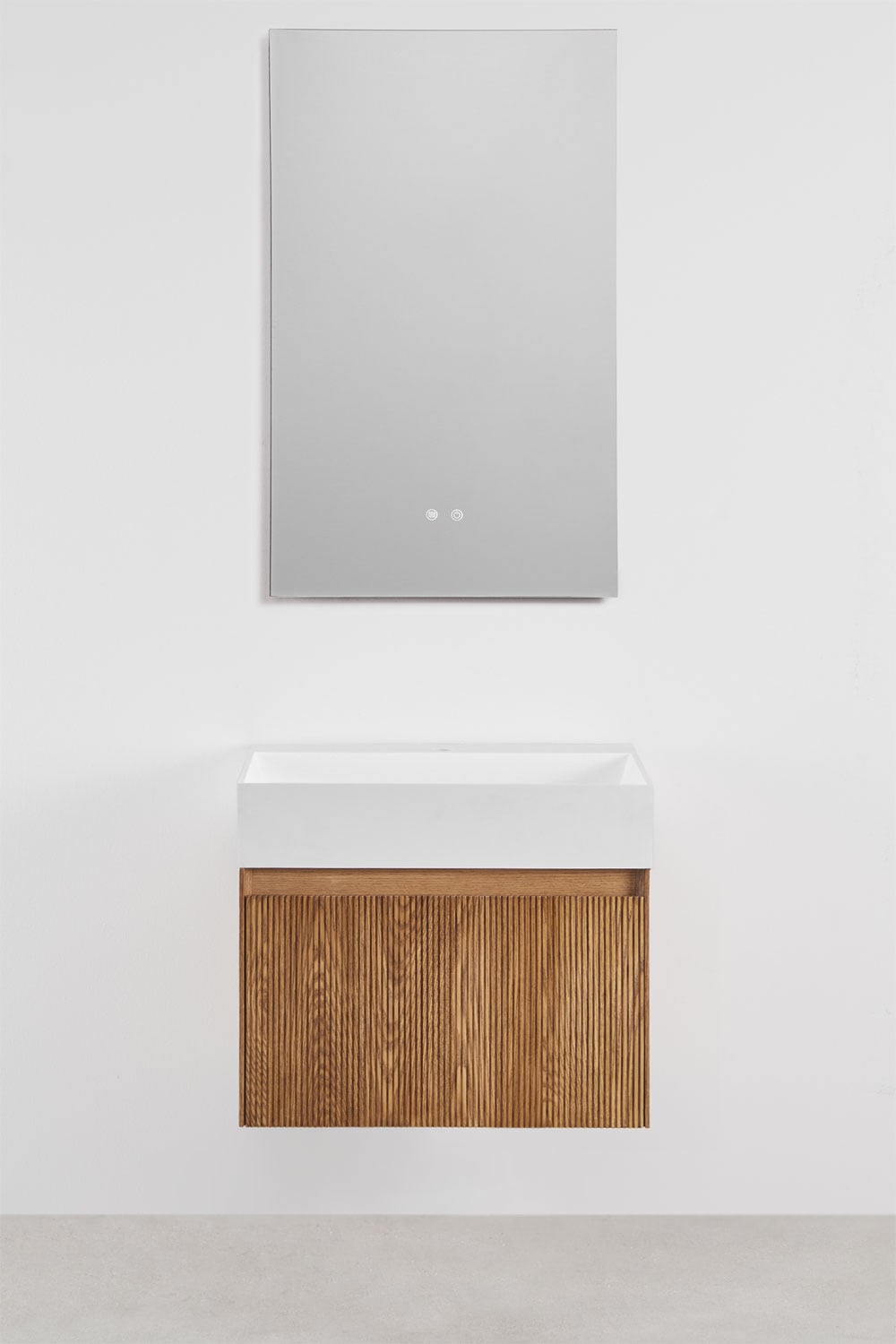 Set di mobili da bagno sospesi in legno con lavabo integrato Aldeia, immagine della galleria 2