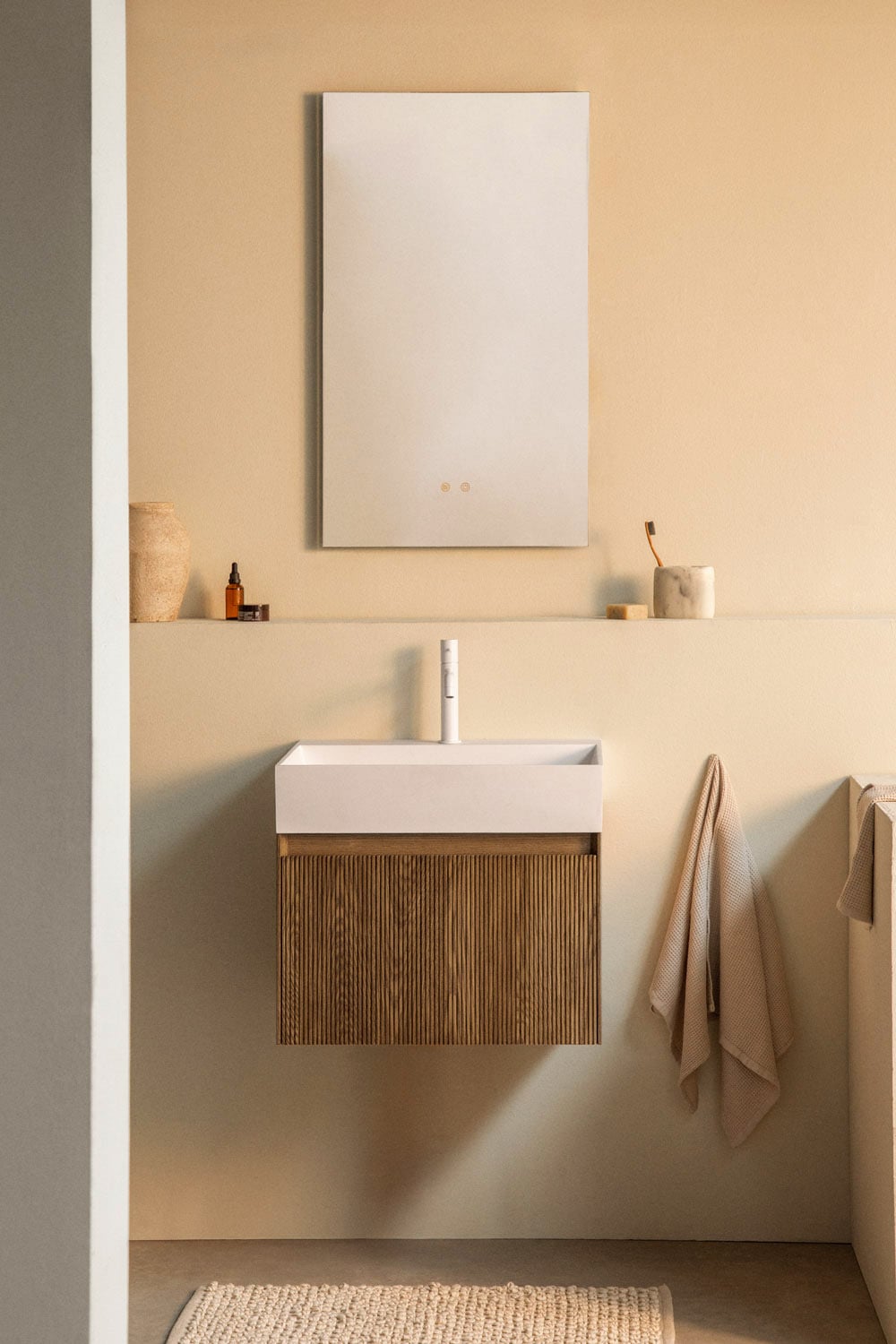 Set mobili da bagno - mobile lavabo sospeso largo 90 cm - con lavabo in