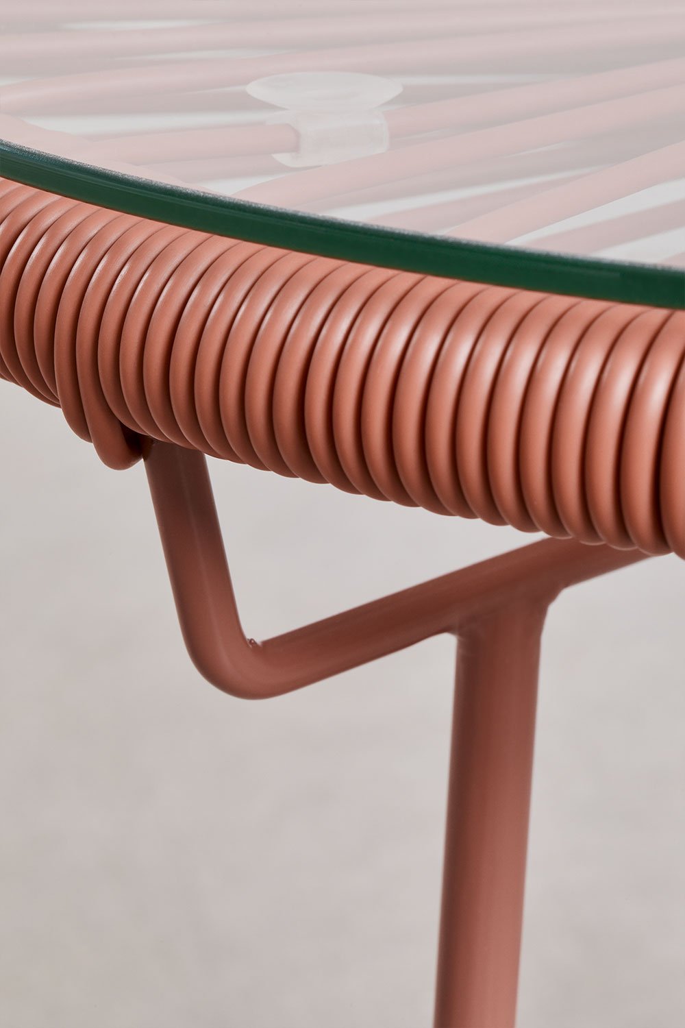 Tavolino da giardino rotondo Ø45 cm in acciaio e vimini sintetico Acapulco, immagine della galleria 4