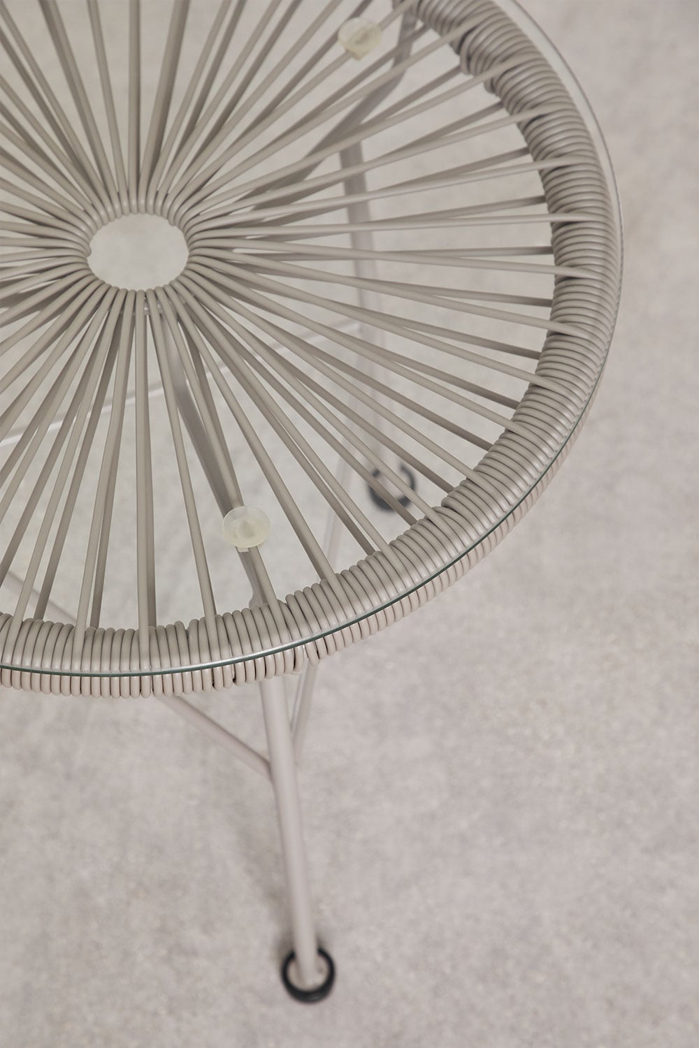 Tavolino rotondo Ø45 cm in acciaio e vimini sintetico Acapulco, immagine della galleria 2