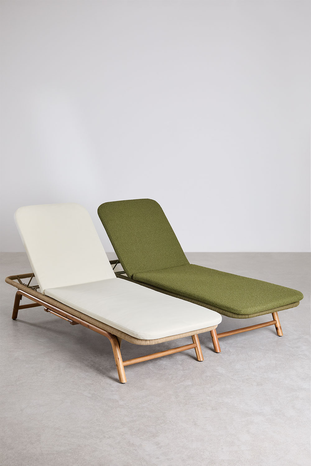 Lettini Prendisole con Cuscini Crema 2 pz Legno d'Acacia vidaXL | Leroy Merlin