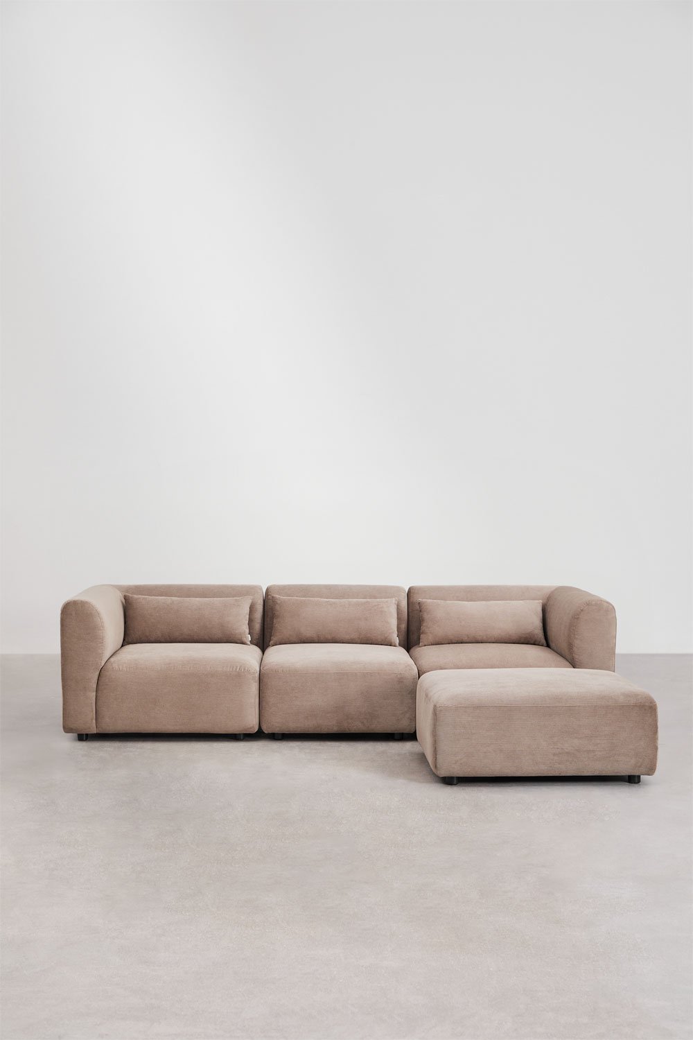 Divano componibile Fogler 3 pezzi con pouf, immagine della galleria 4