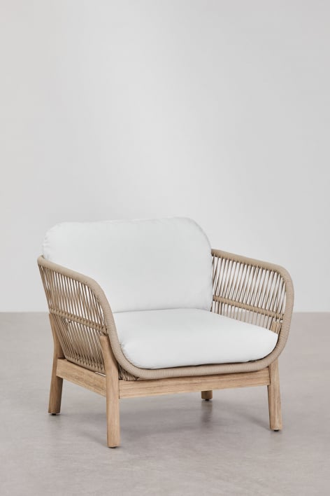 Poltrona Karvia in alluminio e legno di acacia - Tessuto Bianco