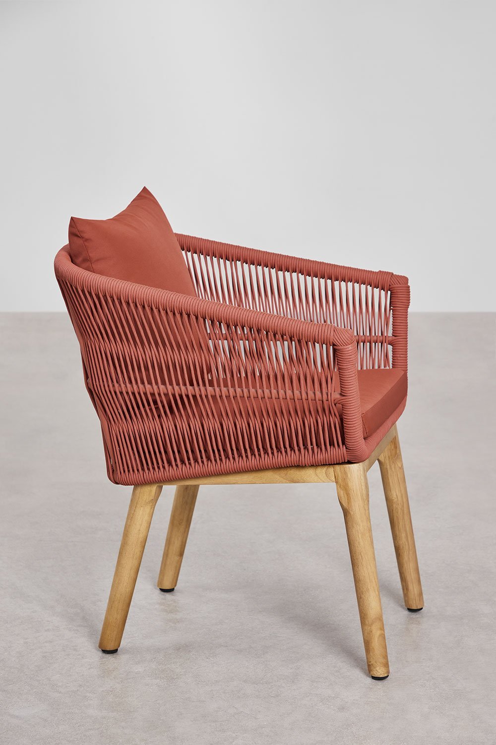 Sedia da pranzo in legno di acacia e corda intrecciata Barker, immagine della galleria 2