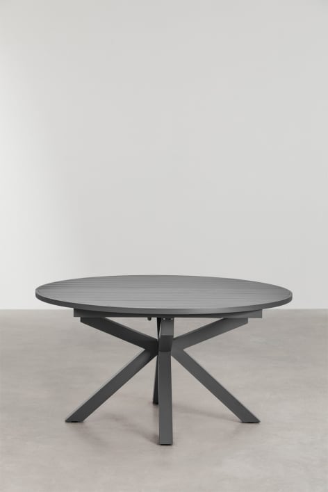 Tavolo da pranzo rotondo allungabile 145-200x145 cm in alluminio Barces - Grigio Grafite