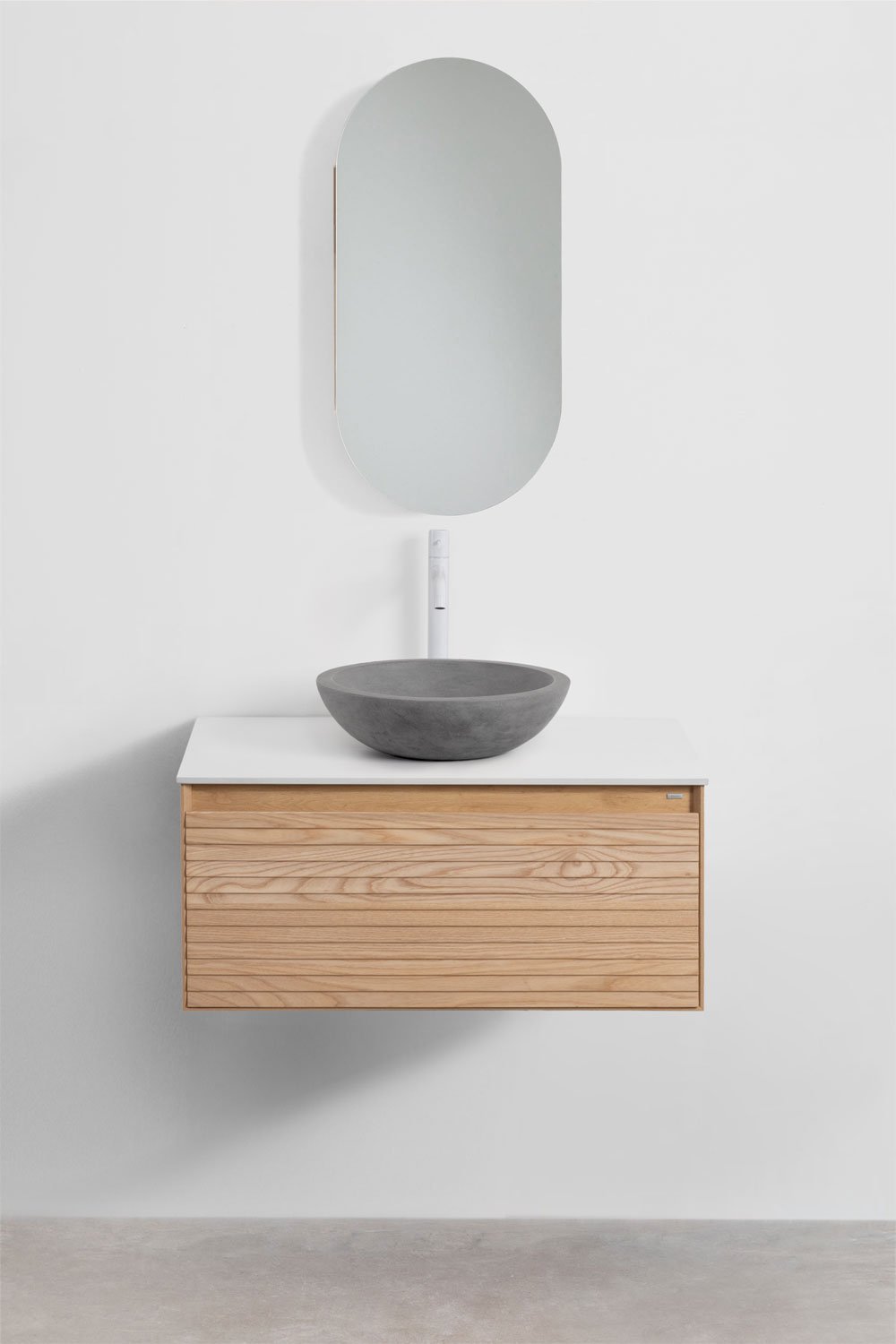 Set di mobili da bagno sospesi in legno di frassino Tedrik, immagine della galleria 2