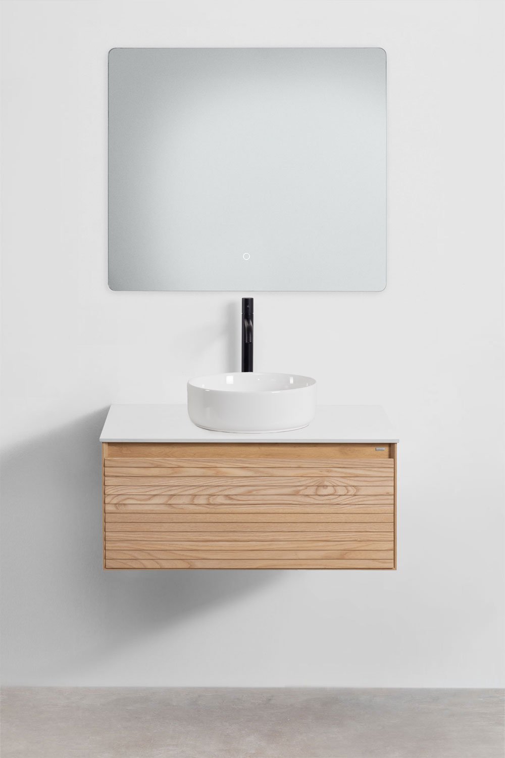 Set di mobili da bagno sospesi 80x50 cm in legno di frassino Tedrik, immagine della galleria 2