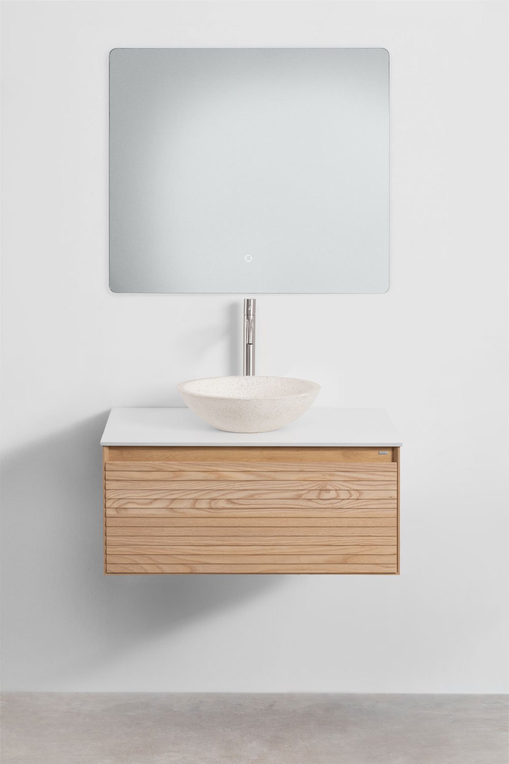 Set di mobili da bagno sospesi 80x50 cm in legno di frassino Tedrik, immagine della galleria 2