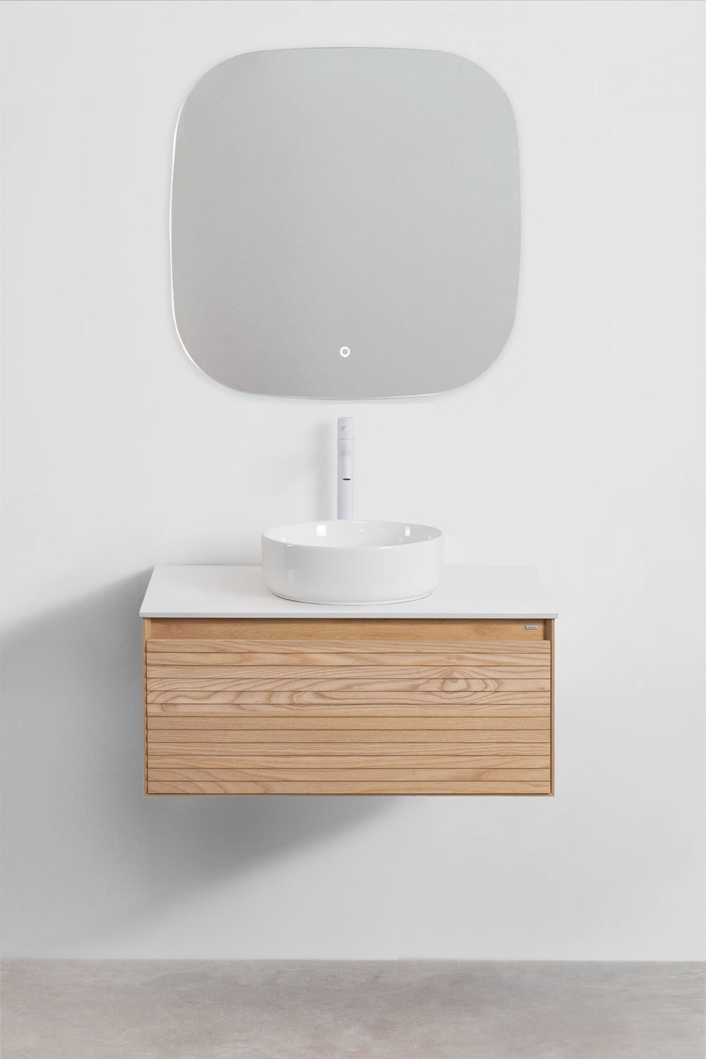 Set di mobili da bagno sospesi 80x50 cm in legno di frassino Tedrik, immagine della galleria 2
