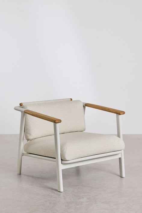 Poltrona Yervin in alluminio e tessuto bouclé