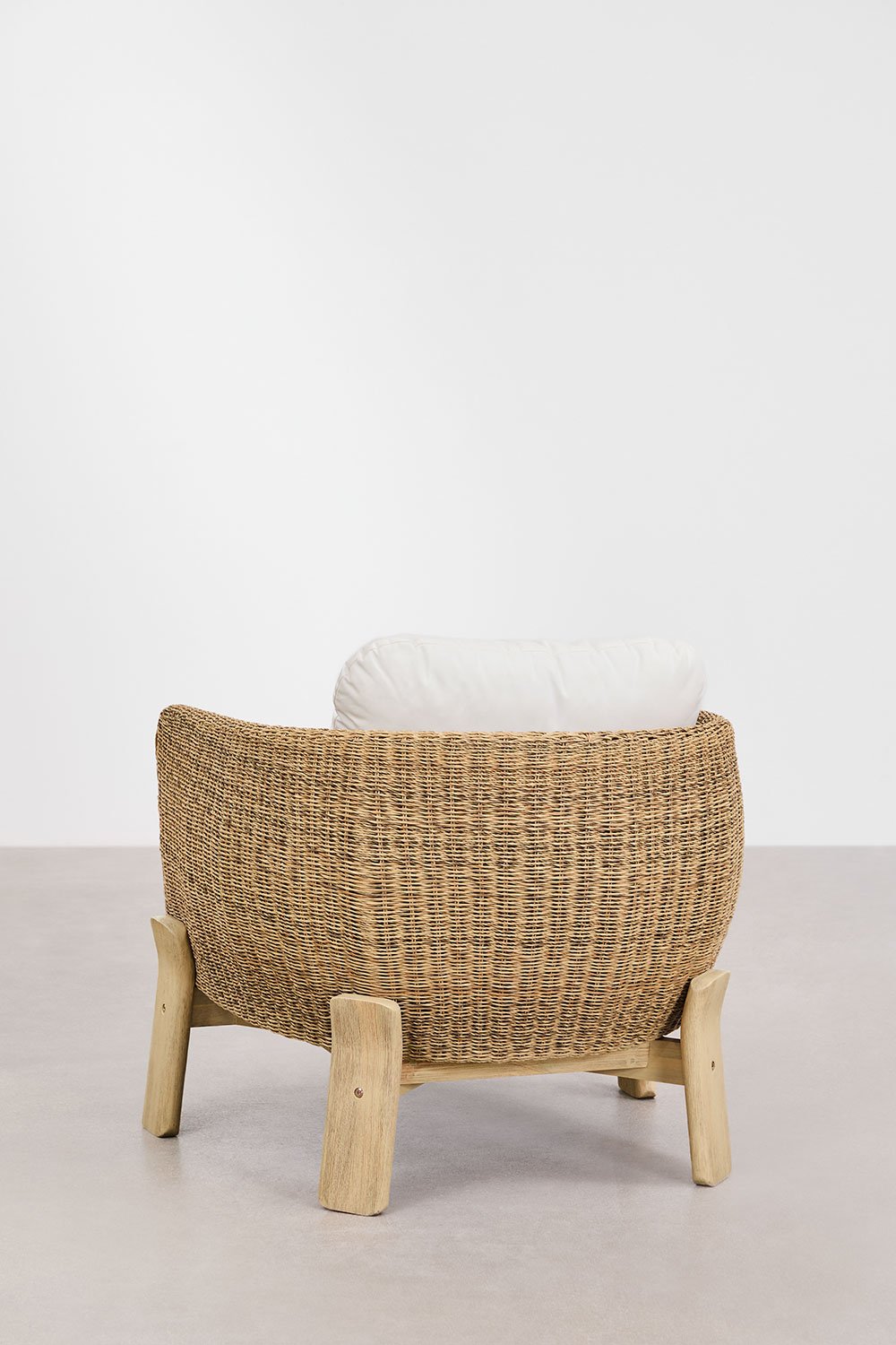 Poltrona Leilan in legno di acacia e rattan sintetico, immagine della galleria 5