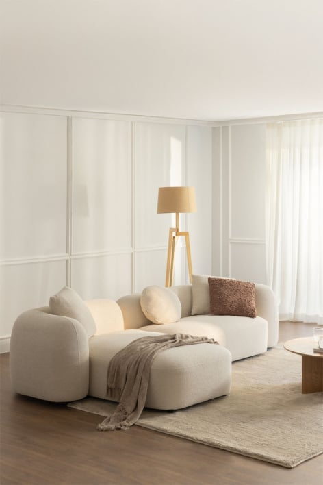 Sofà modulare con chaise longue sinistra a 2 pezzi in ciniglia Coco - Ciniglia Spessa Bianco