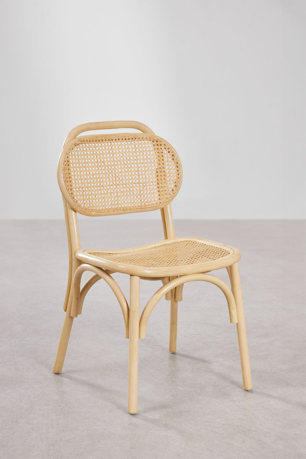 Set Da 4 Sedie Da Pranzo In Bambù E Rattan Sintetico, Sedia Da Cucina In Bambu E Rattan Sintetico 50 X 52 X 81 Cm Naturale