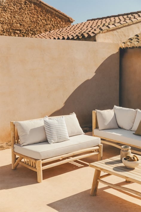 Divano da giardino a 2 posti senza braccioli in legno di teak Narel