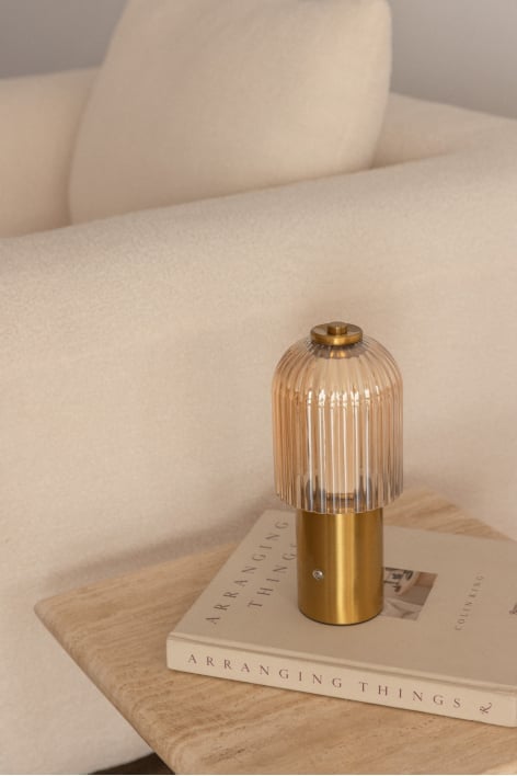 Lampada da tavolo LED senza fili in ferro e vetro Neristan