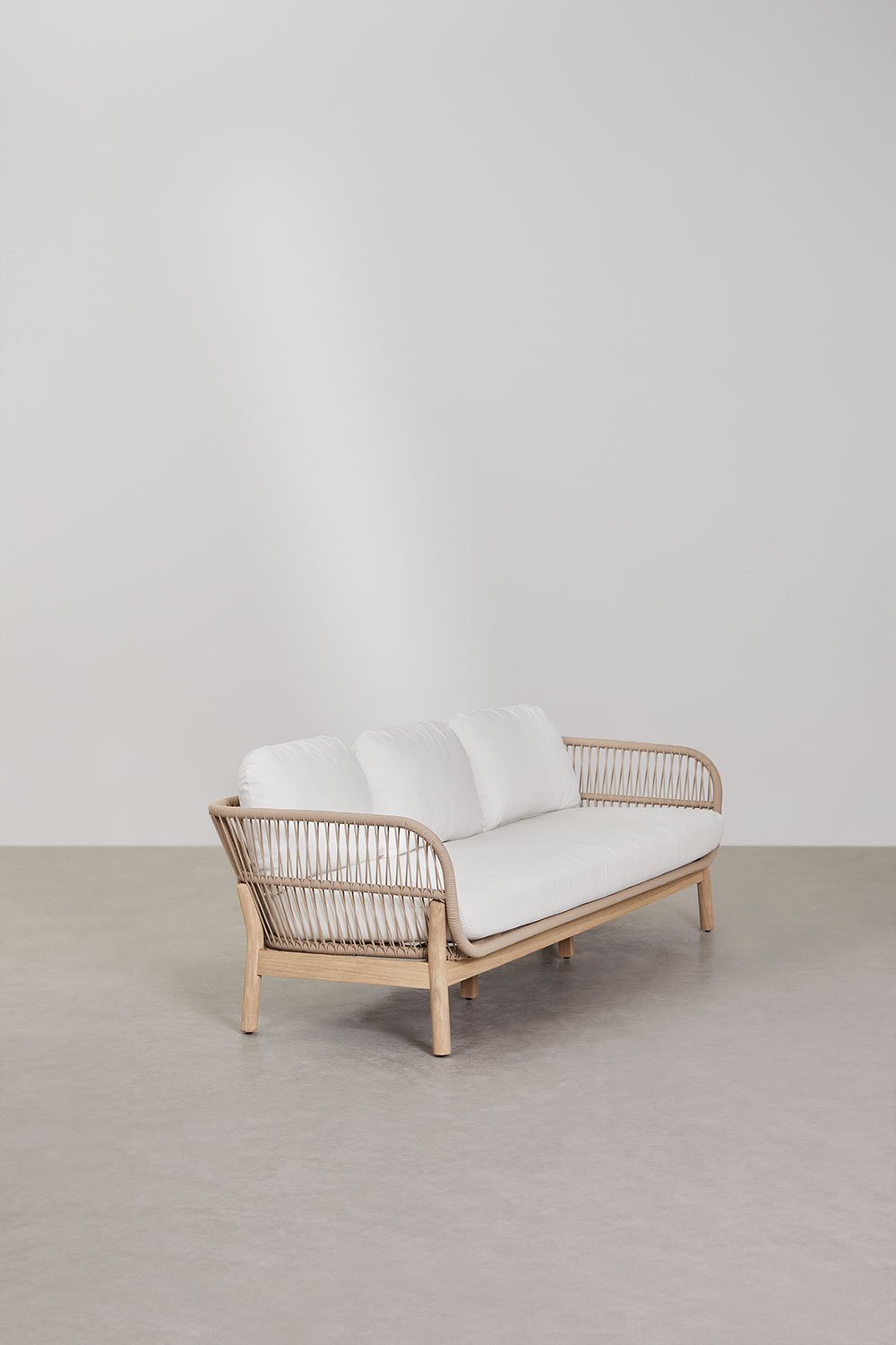 Divano da giardino a 3 posti in alluminio e legno di acacia Karvia, immagine della galleria 5