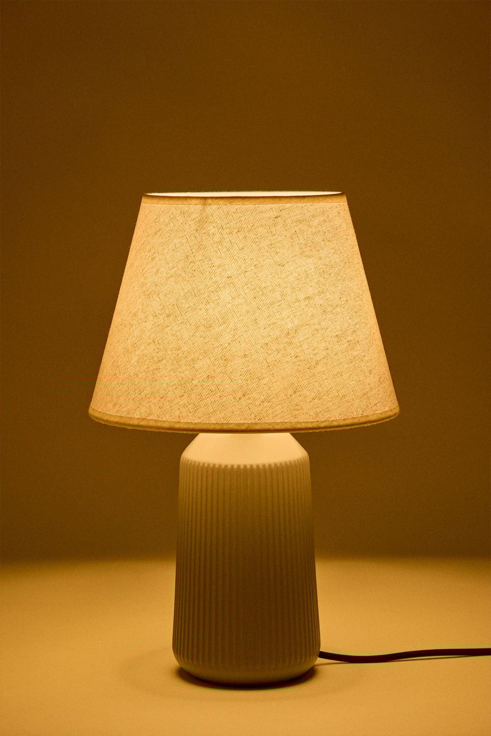 Lampada da tavolo 40 cm in ceramica e lino Torena, immagine della galleria 3
