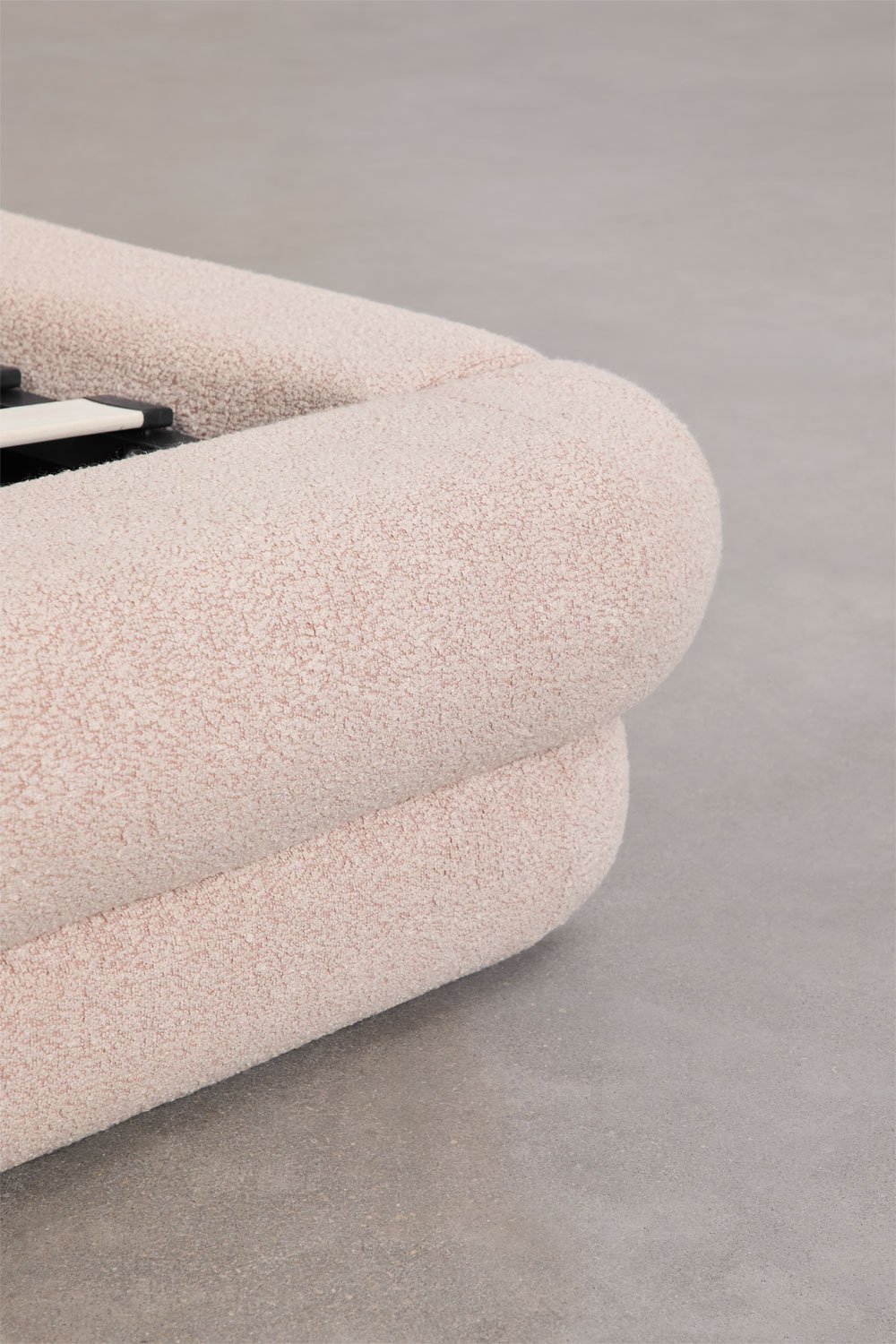 Letto con contenitore ribaltabile in tessuto bouclé Borzensi, immagine della galleria 7