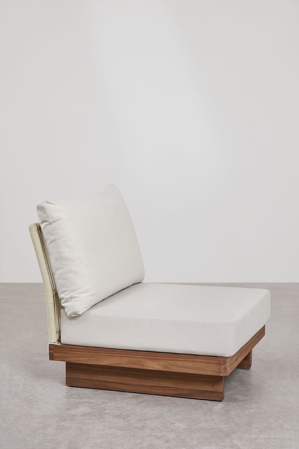 Modulo centrale per divano modulare in legno di acacia e corda intrecciata Dailin, immagine della galleria 3