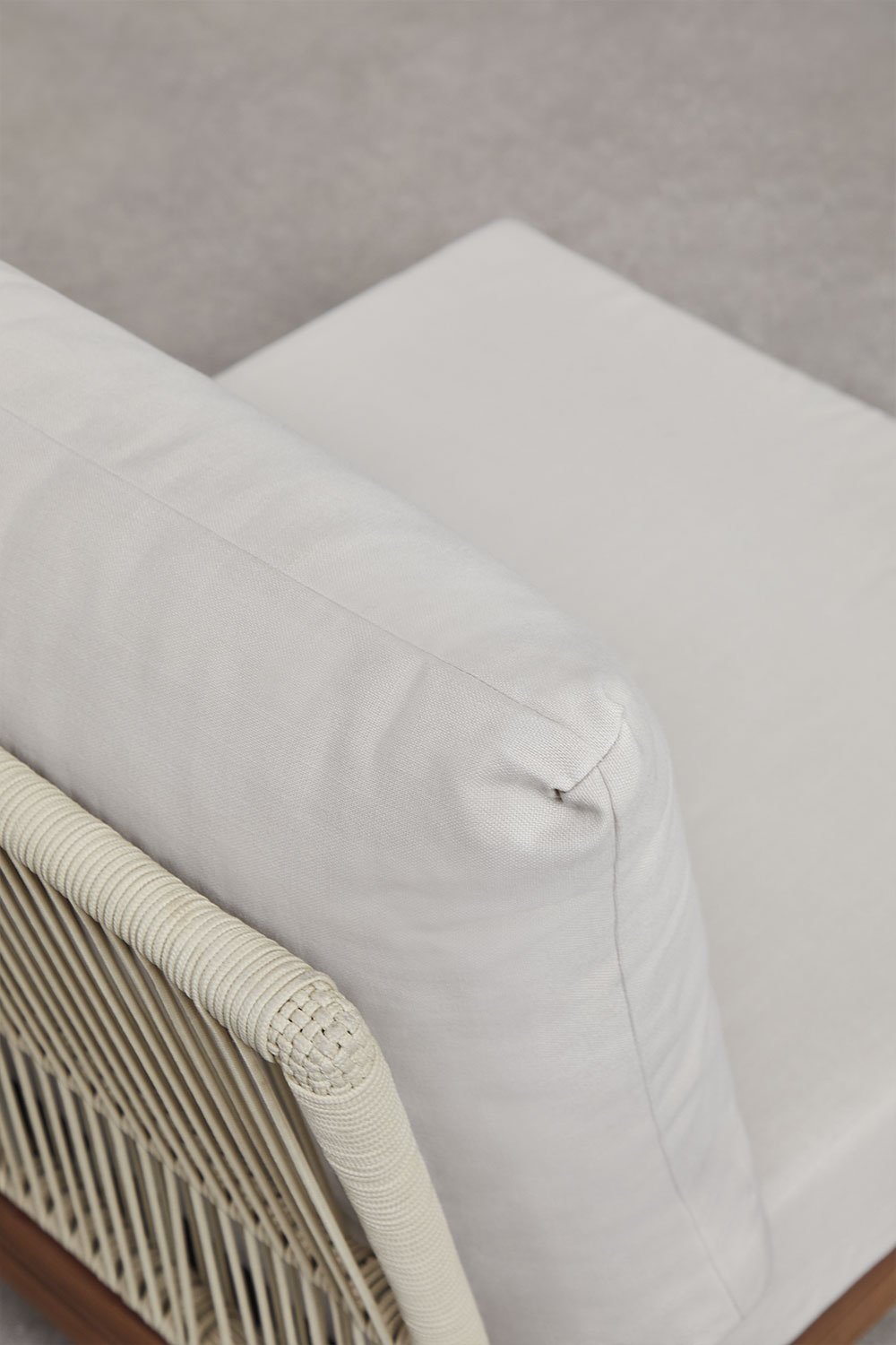 Modulo centrale per divano modulare in legno di acacia e corda intrecciata Dailin, immagine della galleria 6