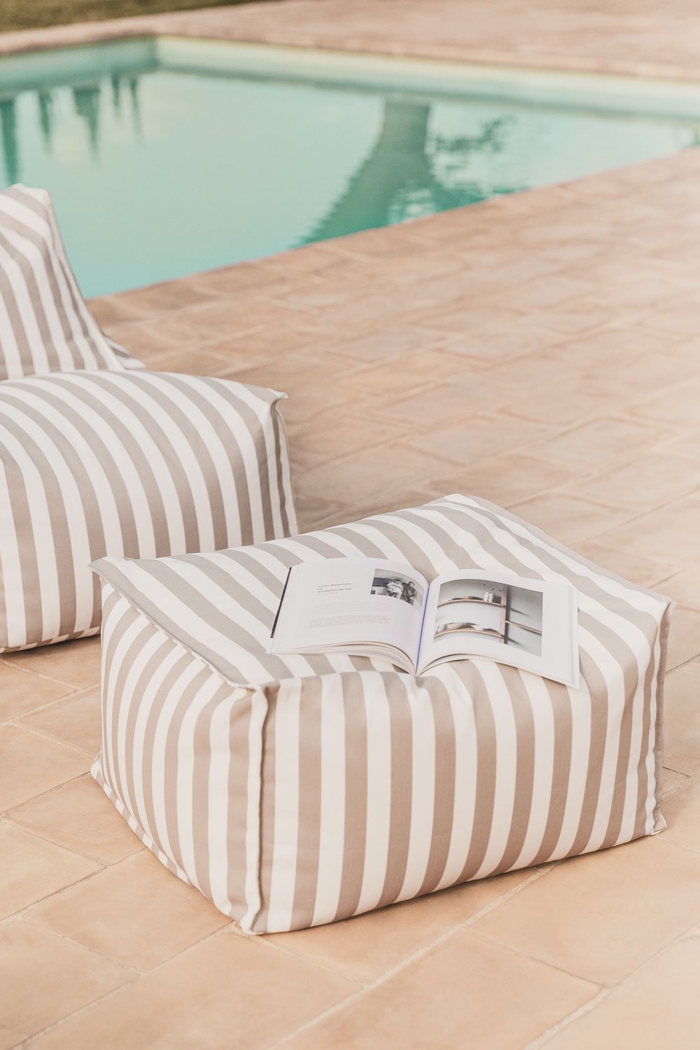 Pouf rettangolare 75x65 cm per divano componibile da giardino in tessuto Sandel, immagine della galleria 1