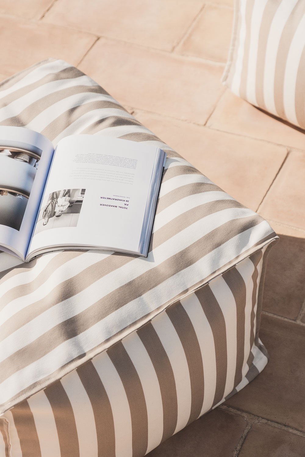 Pouf rettangolare 75x65 cm per divano componibile da giardino in tessuto Sandel, immagine della galleria 2