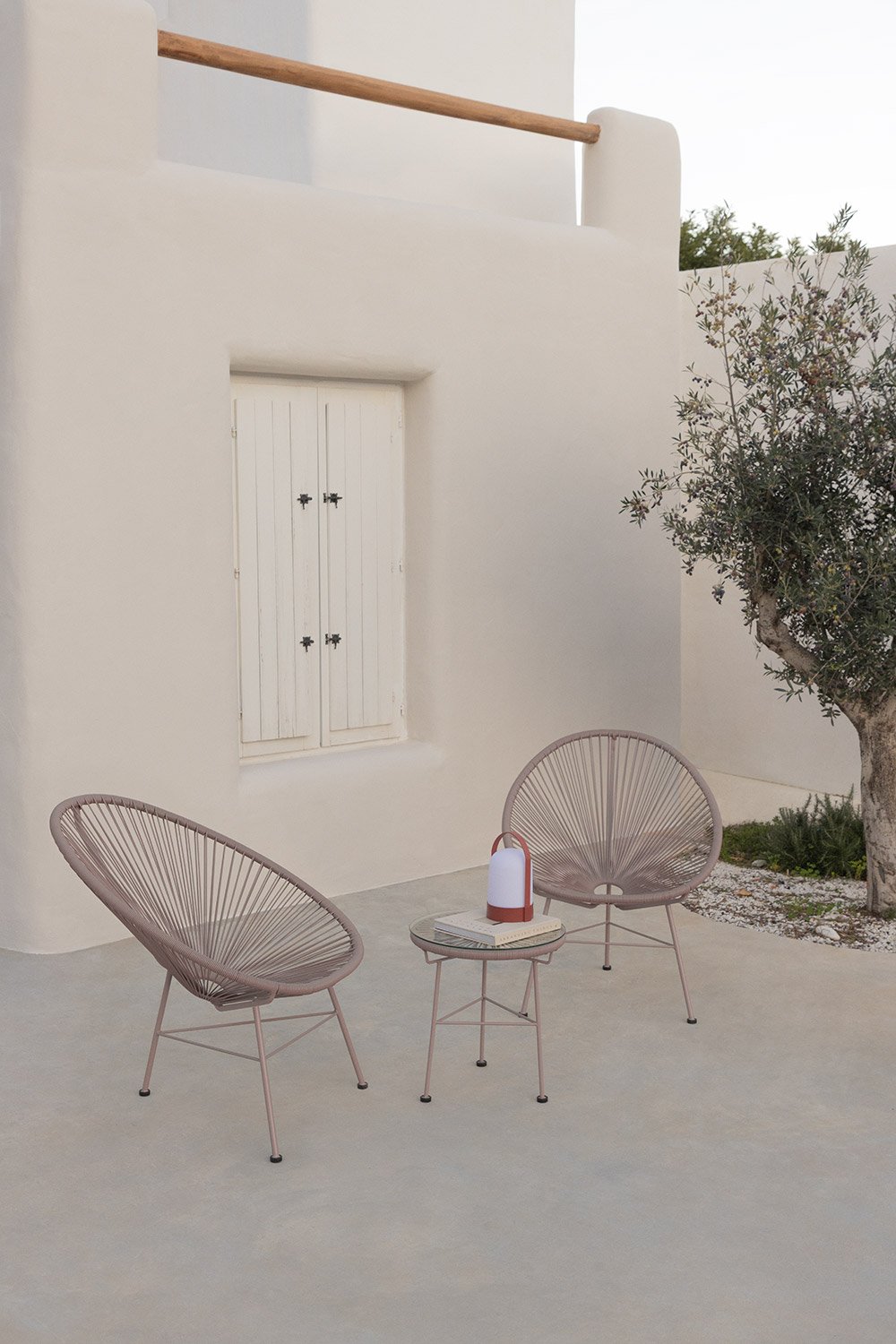 Confezione da 2 sedie da giardino in acciaio e vimini sintetico New Acapulco, immagine della galleria 1
