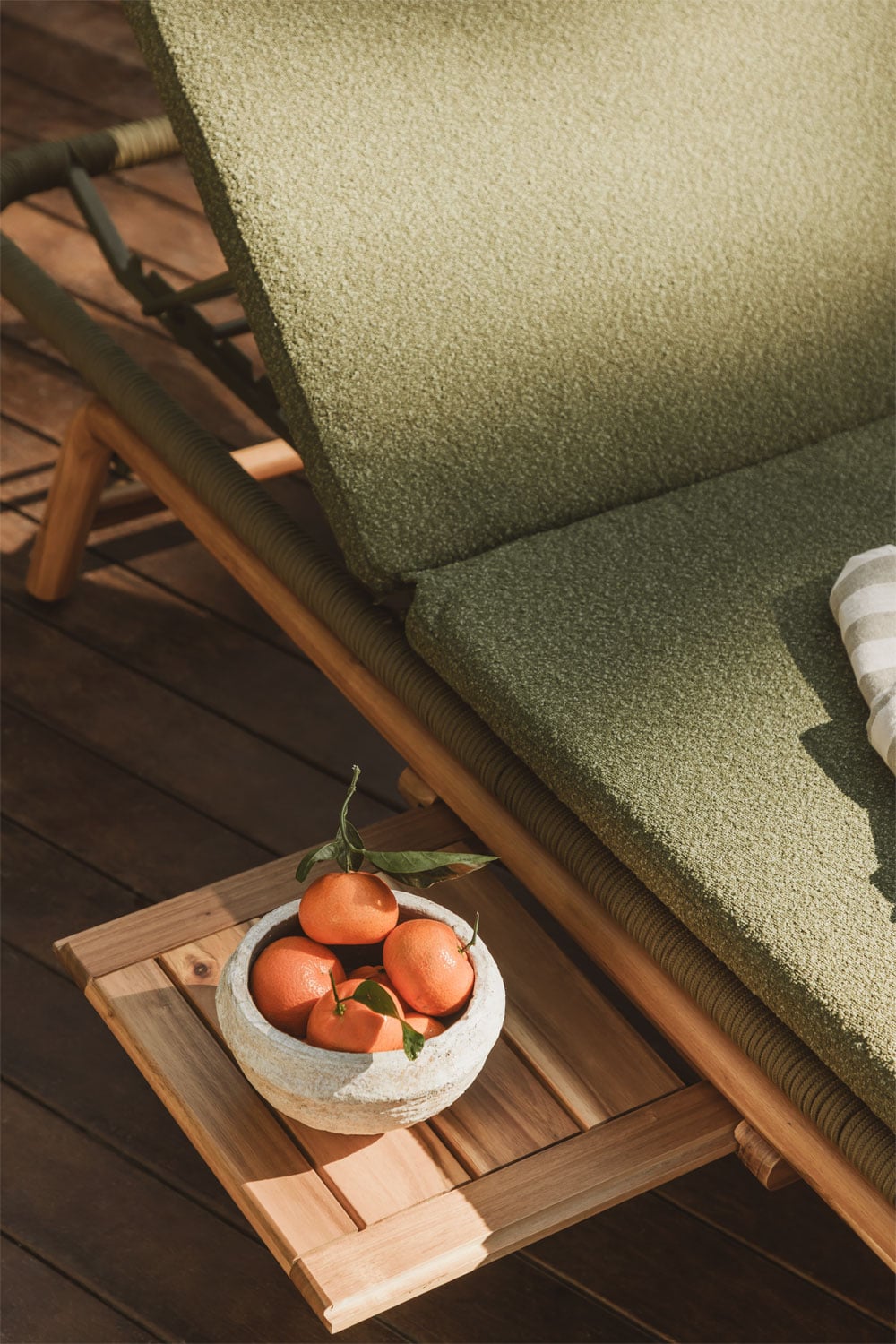 VIDAXL - Lettino Prendisole con Tavolino Legno Massello Acacia Marrone