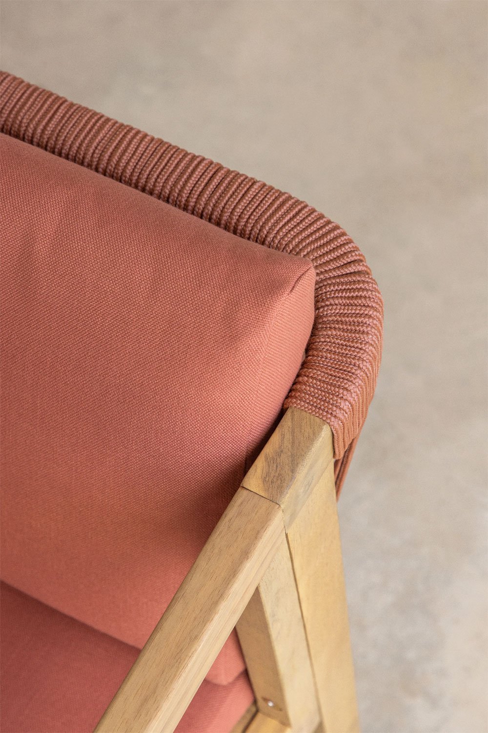 Sedia da giardino Kaela in legno di acacia e corda intrecciata, immagine della galleria 2