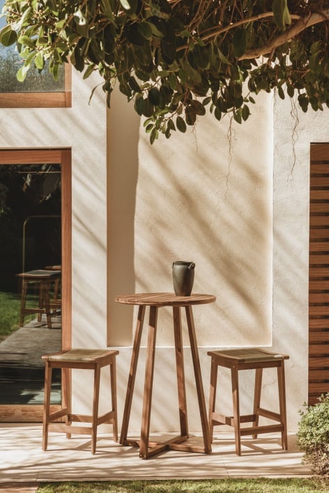 Tavolo alto da giardino rotondo Ø70 cm in legno di acacia Magda