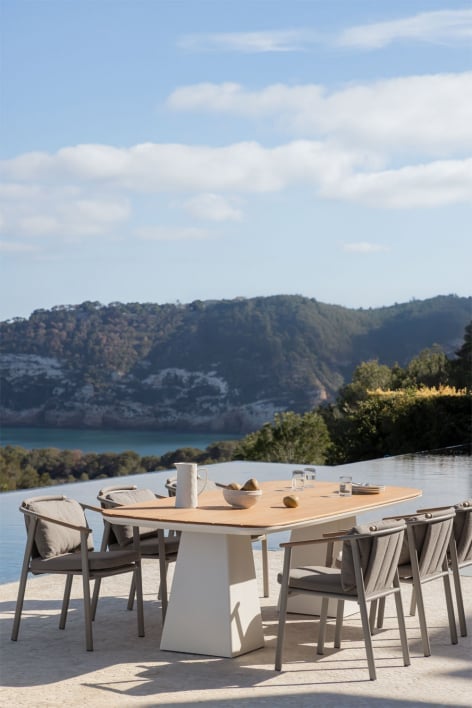 Tavolo da giardino in alluminio e legno di teak Inkeri