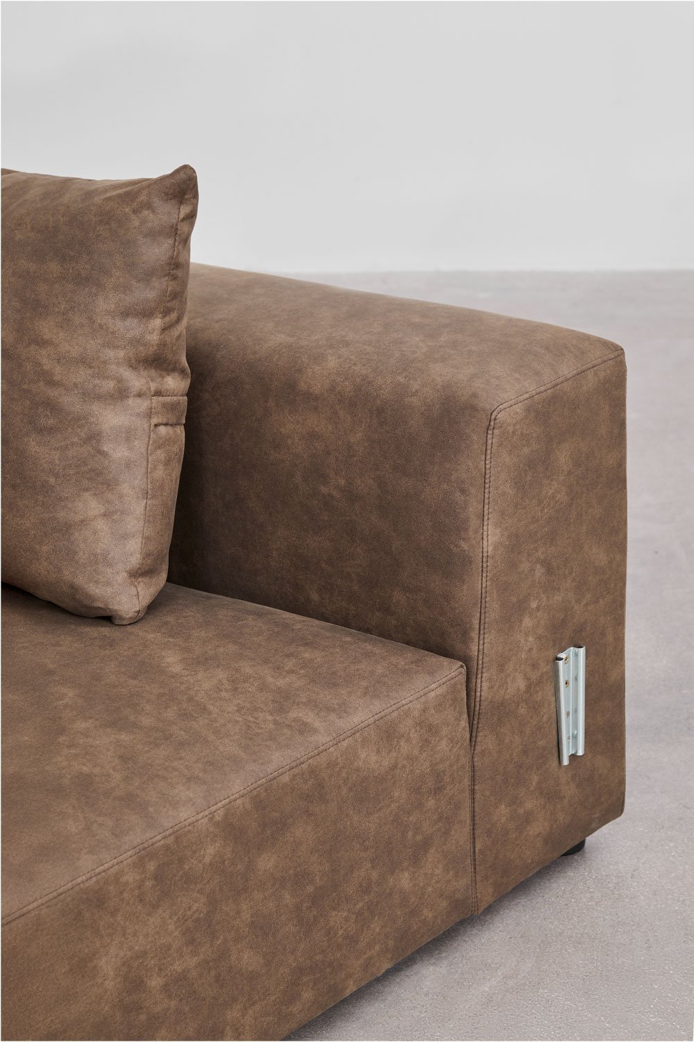 Modulo angolare sinistro 115x113 cm con bracciolo alto e cuscino per divano modulare Bruna, immagine della galleria 5