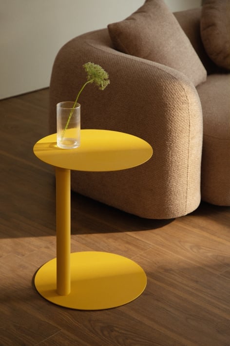 Tavolino laterale rotondo Ø40 cm in acciaio inox Yannik