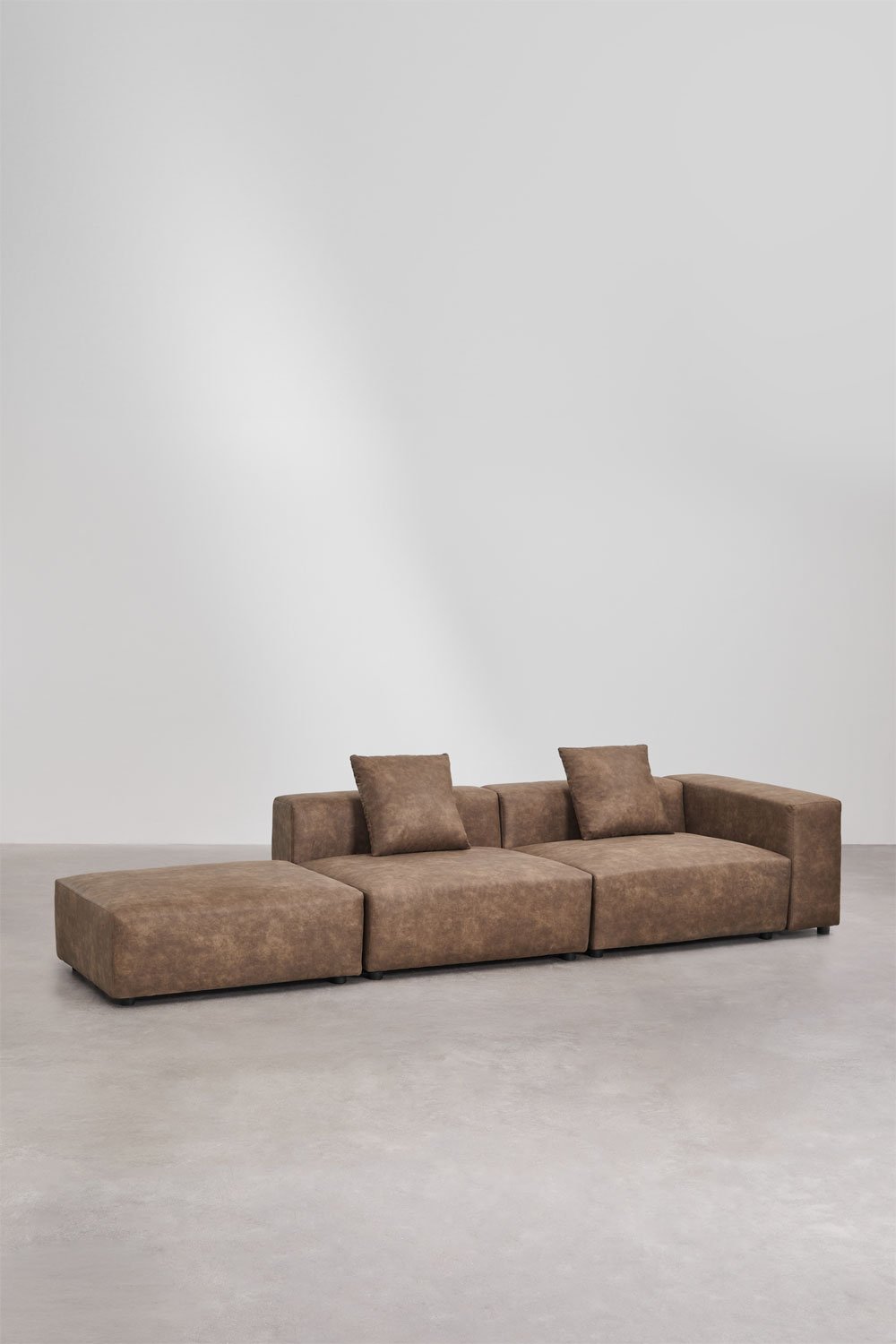 Divano modulare angolare destro a 2 pezzi con bracciolo alto e pouf ↔︎345 cm Bruna, immagine della galleria 3