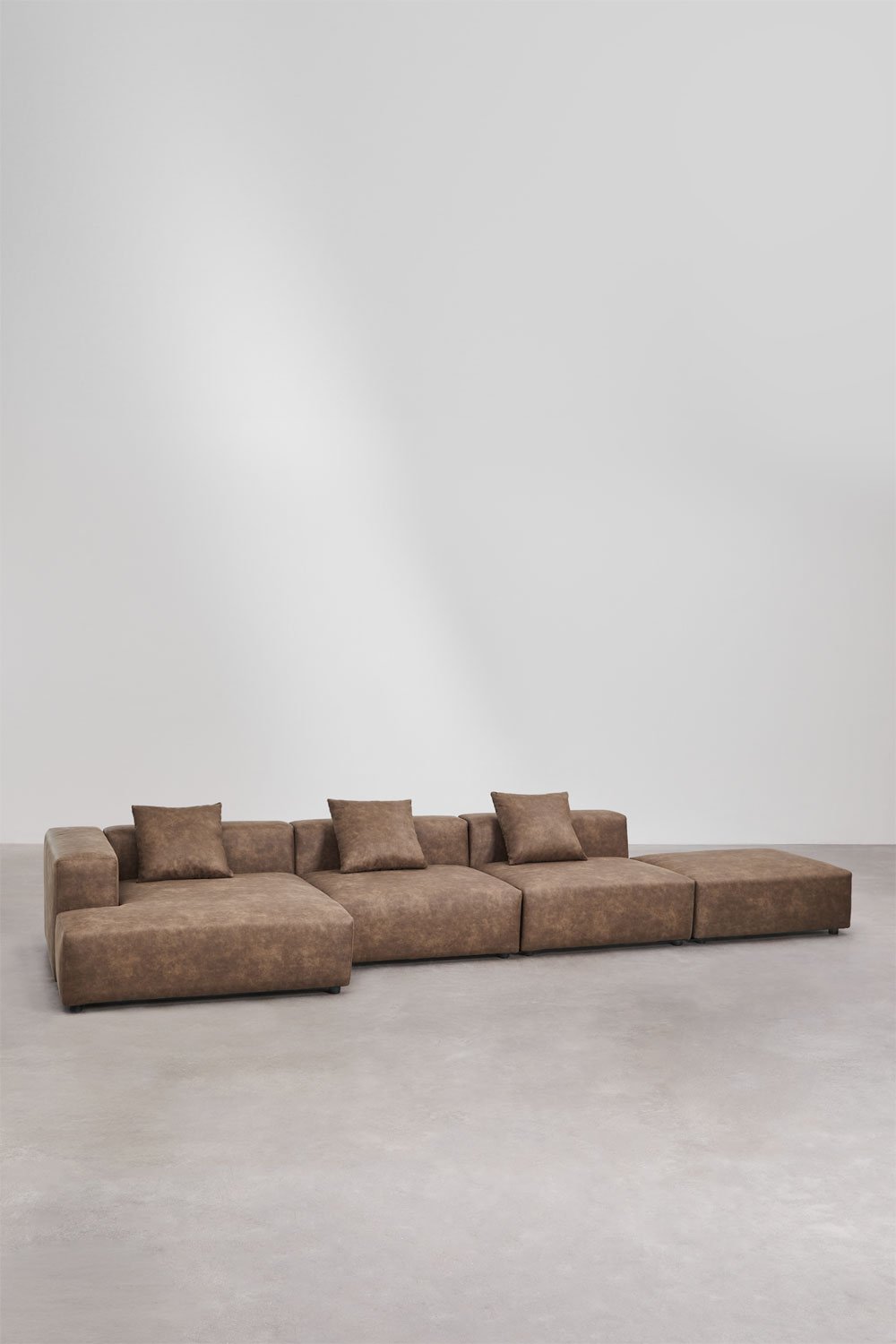 Divano modulare con chaise longue angolare sinistra a 3 pezzi con pouf ↔︎450 cm Bruna, immagine della galleria 3