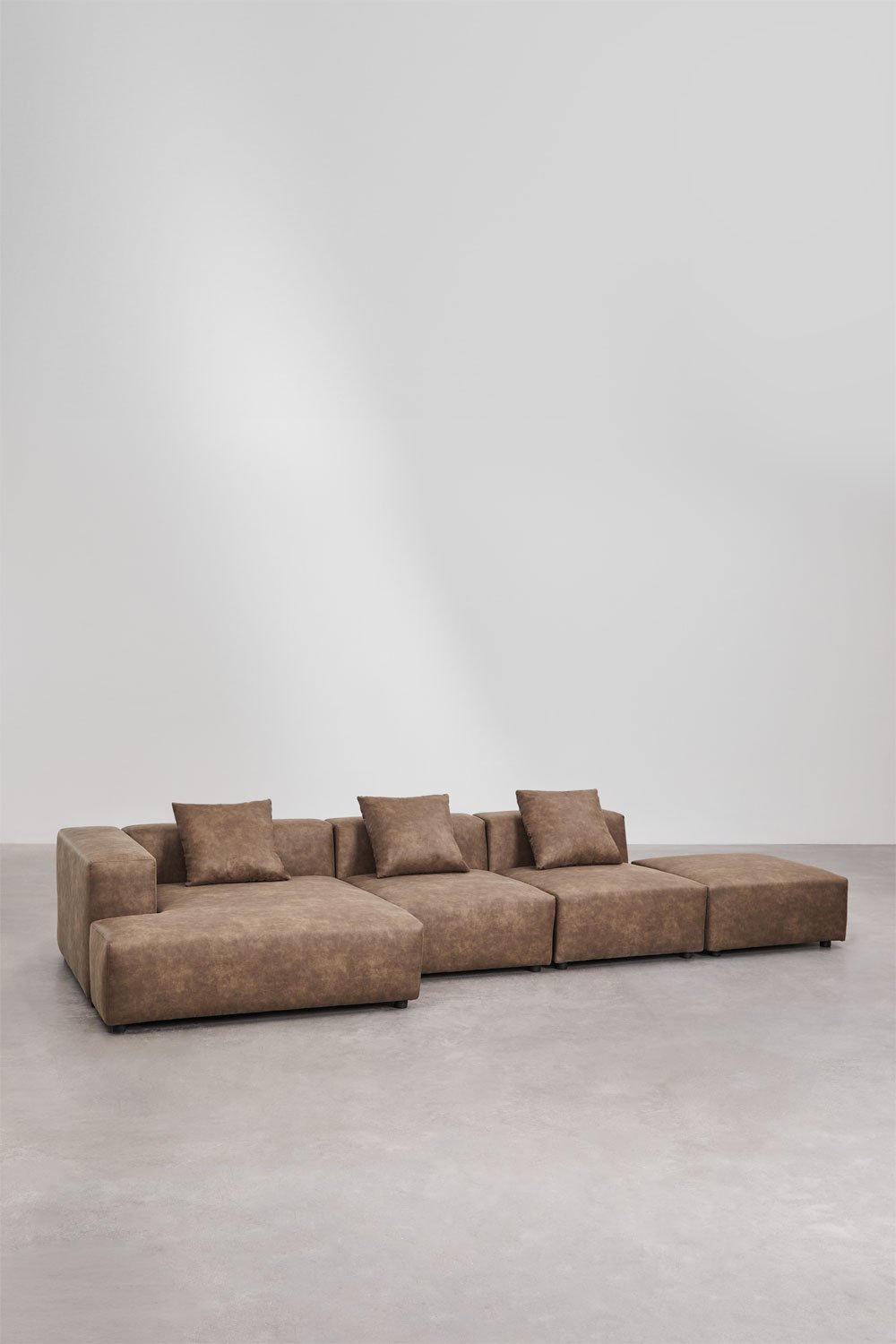 Divano modulare con chaise longue angolare sinistra a 3 pezzi con pouf ↔︎390 cm Bruna, immagine della galleria 3
