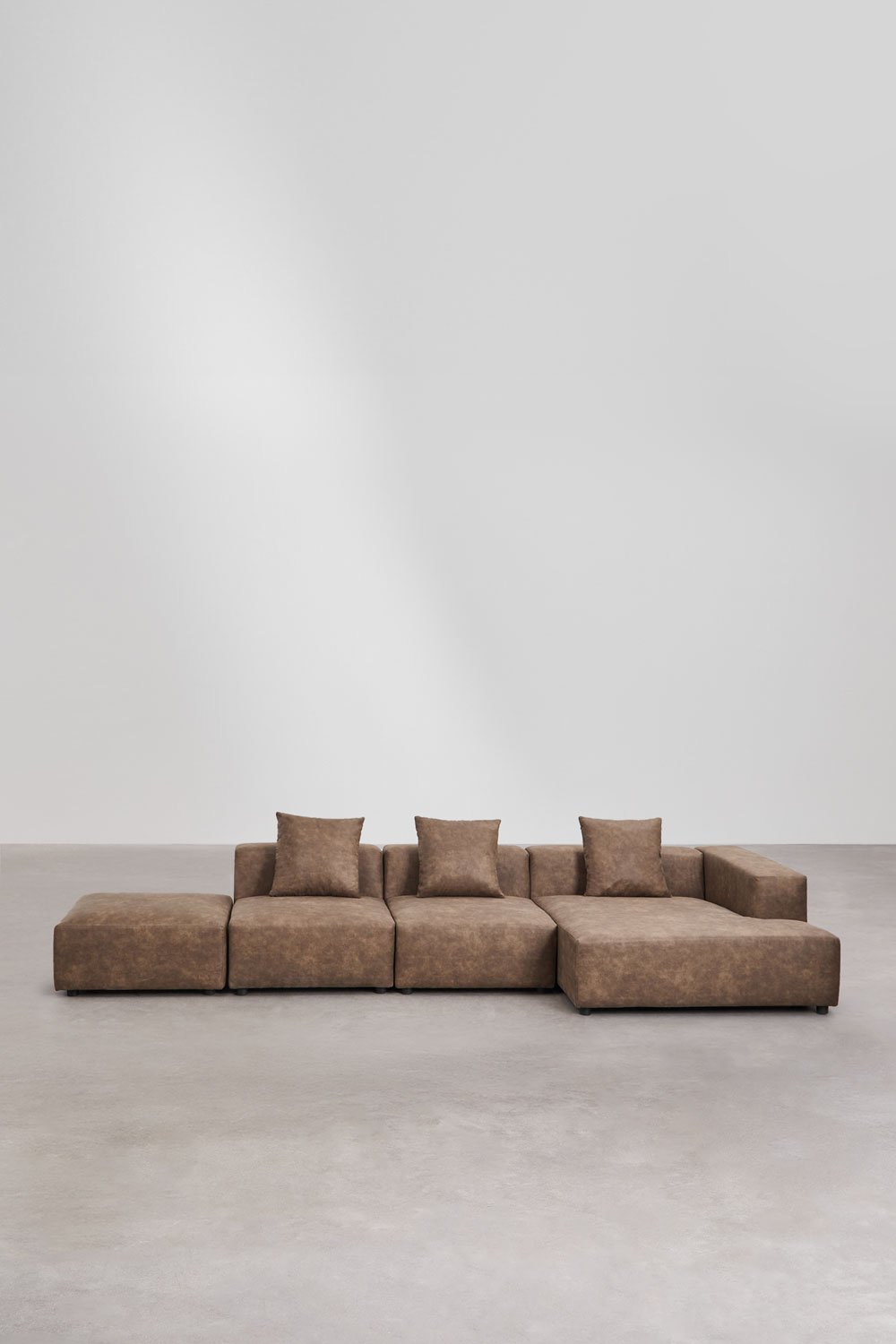 Divano modulare con chaise longue angolare destra a 3 pezzi con pouf ↔︎390 cm Bruna, immagine della galleria 4