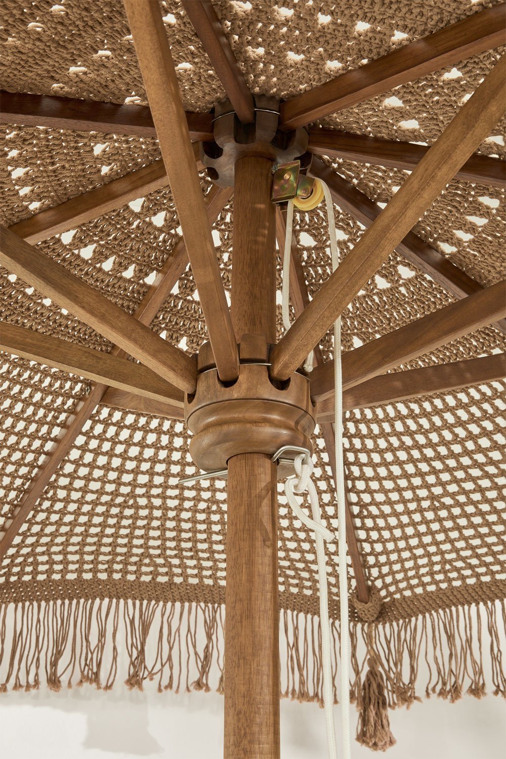 Ombrellone Tongariki in teak e cotone, immagine della galleria 5