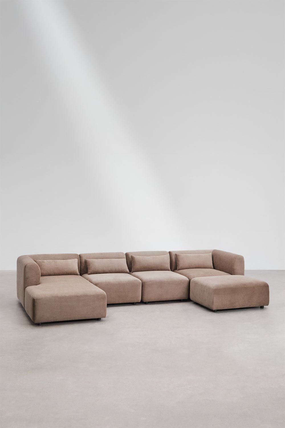 Divano modulare chaise longue sinistro a 4 pezzi con pouf Fogler, immagine della galleria 3