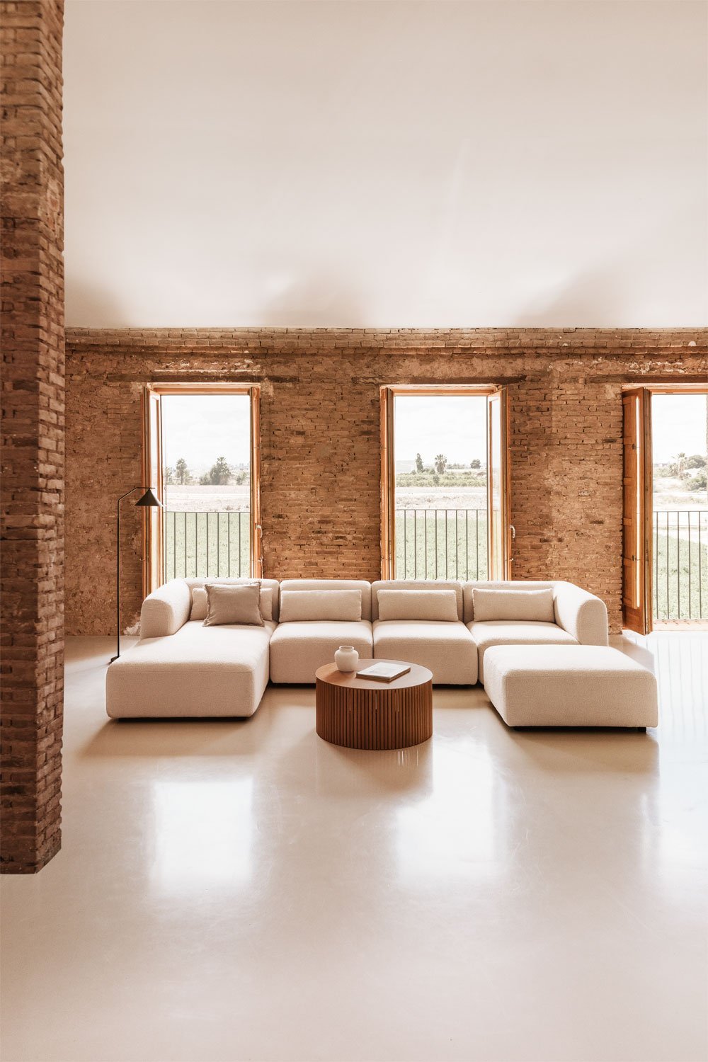 Divano modulare chaise longue sinistro a 4 pezzi con pouf Fogler, immagine della galleria 15