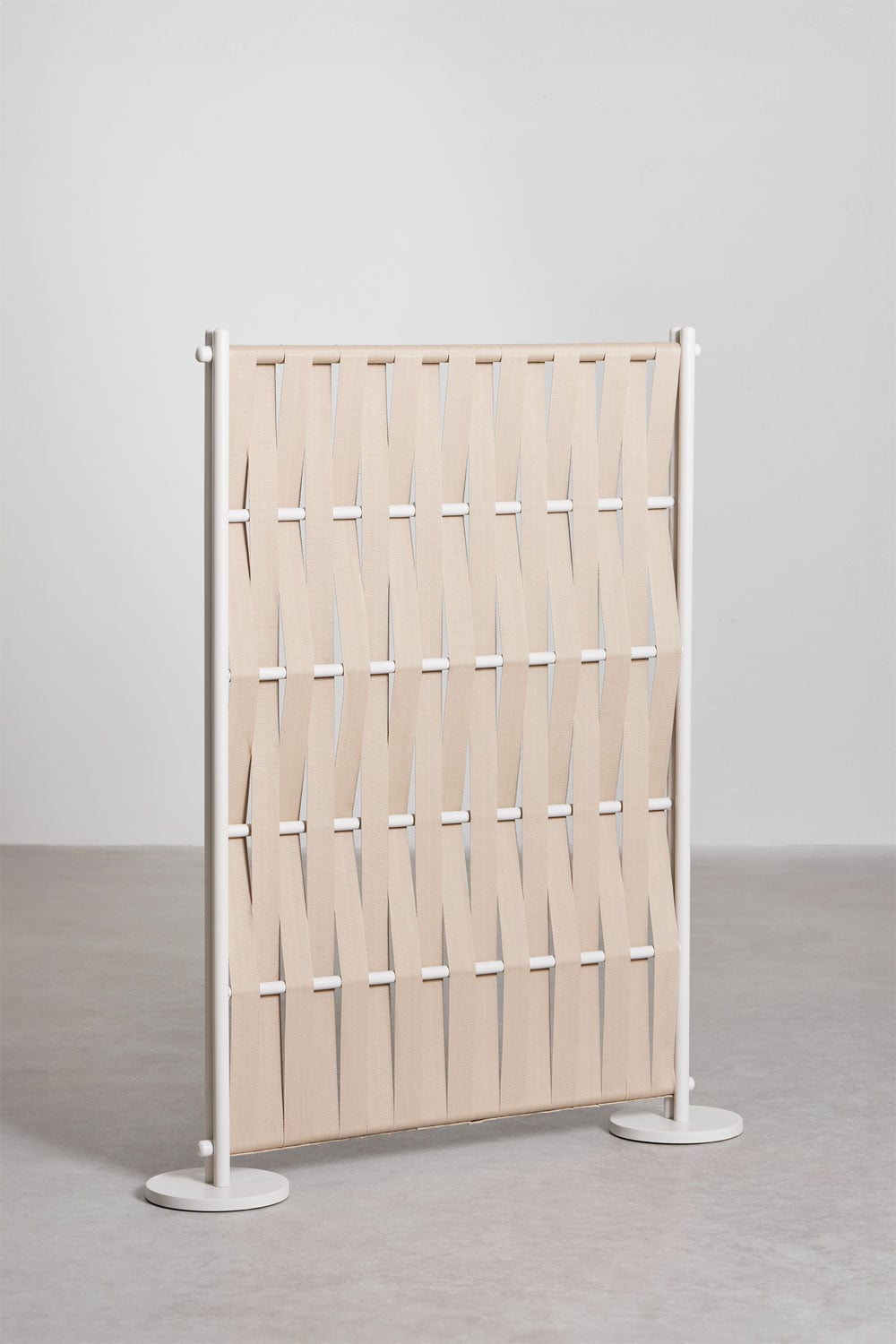 Set di 2 paraventi da giardino 105x150 cm in alluminio e corda beige mandorla Tunas, immagine della galleria 3