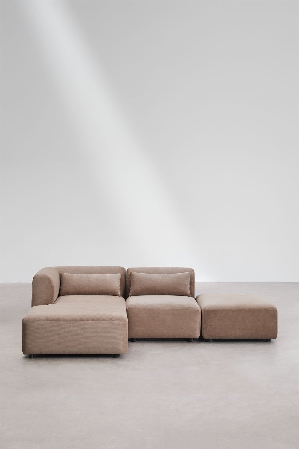 Divano componibile chaise longue sinistra in 2 pezzi con pouf Fogler, immagine della galleria 4