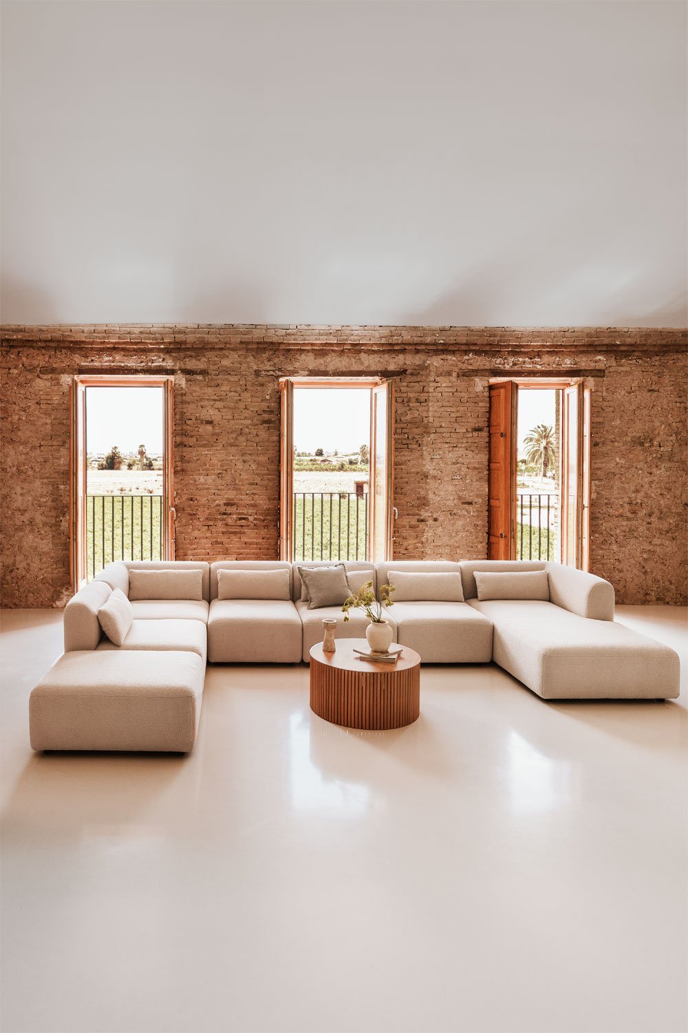 Sofà modulare chaise longue destro a 6 pezzi con pouf Fogler, immagine della galleria 15