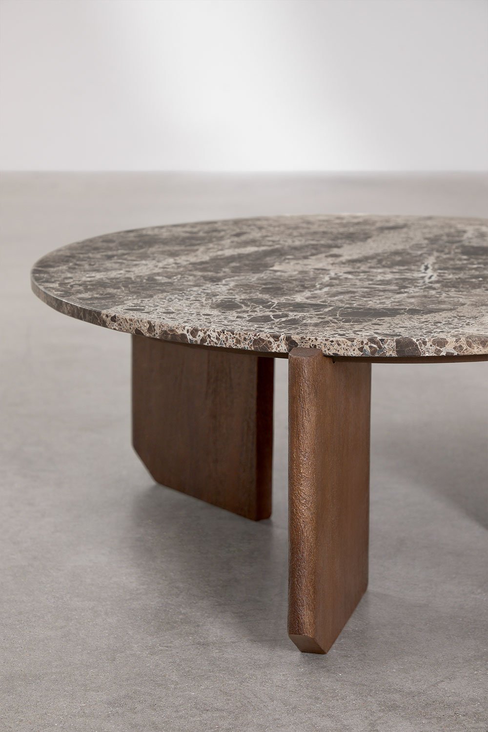 Set di 2 tavolini rotondi in pietra naturale e legno di mango Lavinia, immagine della galleria 5