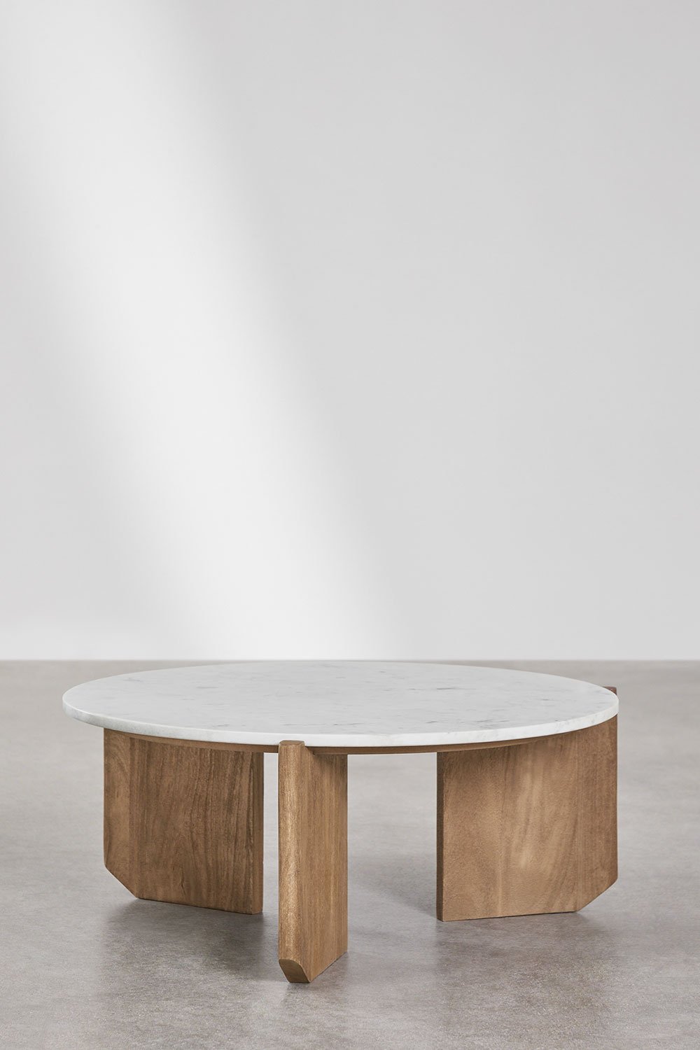 Set di 2 tavolini rotondi in pietra naturale e legno di mango Lavinia, immagine della galleria 4